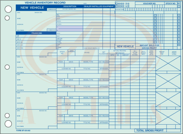 AP-A-542 • Vehicle Inventory Records